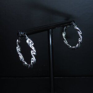 Twisted Sliver Tone Hoop Earrings